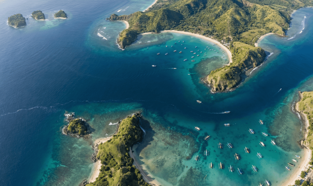 Top view of the lombok waters
